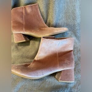 Pink faux suede boots